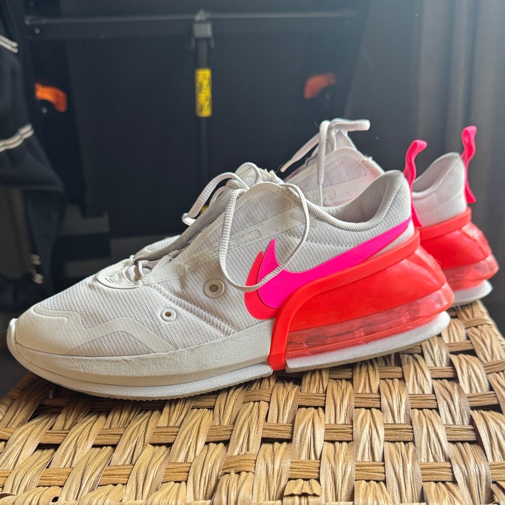 Nike Air Max Up 2020 White/Grey Sneakers with Hot Pink Swoosh & Red Heel